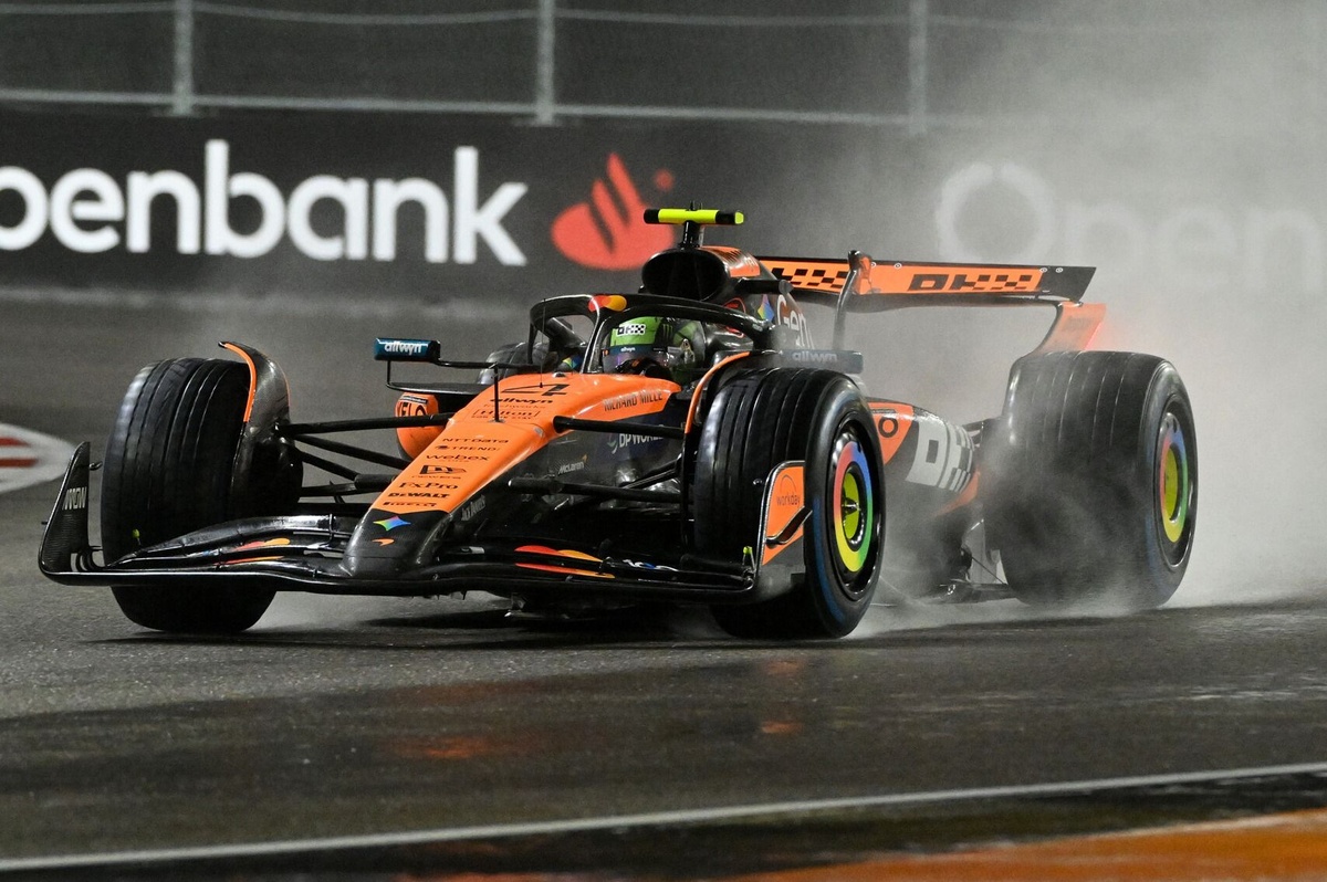 «دراماتيكية ليلية في لاس فيغاس» نوريس ينتزع المركز الأول من فيرستابن في التصفيات الأخيرة وسط الأمطار