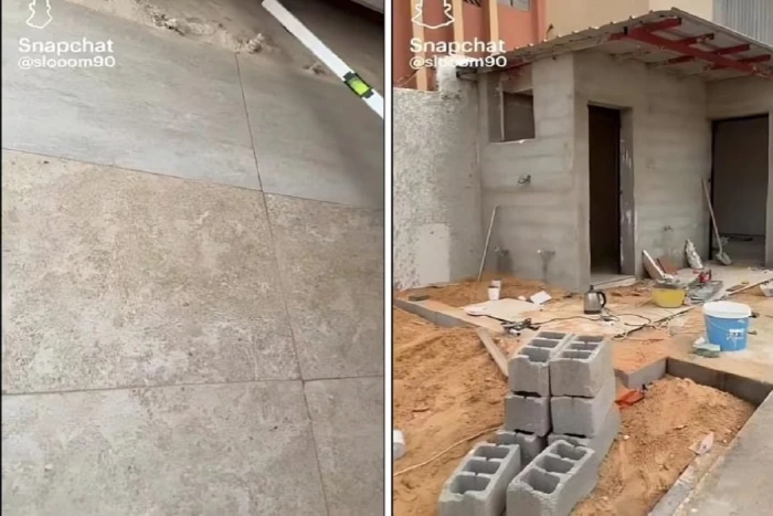 «مفاجأة غير متوقعة.. المقاول خميس يكمل حائط حمام منزل مواطن ببلاط غير تقليدي ويكشف عن السبب»