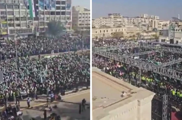 «احتفال حماة بذكرى تحرير المدينة يجمع آلاف السوريين في ساحة العاصي»